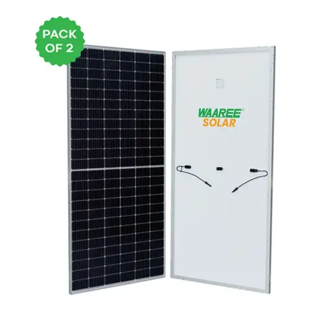 WAAREE 540W Mono PERC Half-Cut Solar Panel (Pack of 2) | 144 Cells | 24V Output | 27 Years Power Out