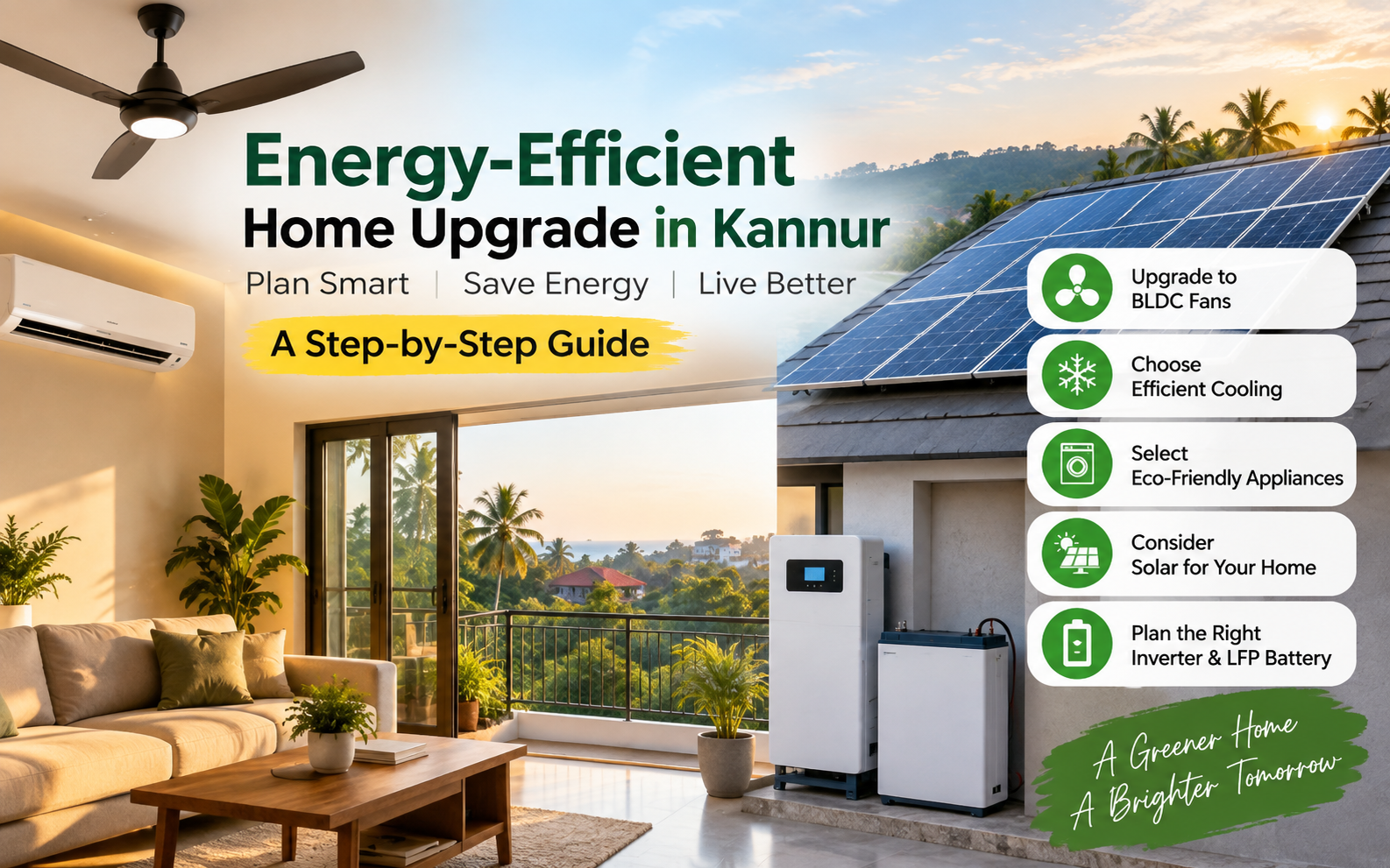 Energy-Efficient Home Upgrade Plan for Kannur: BLDC, Solar and LFP Backup
