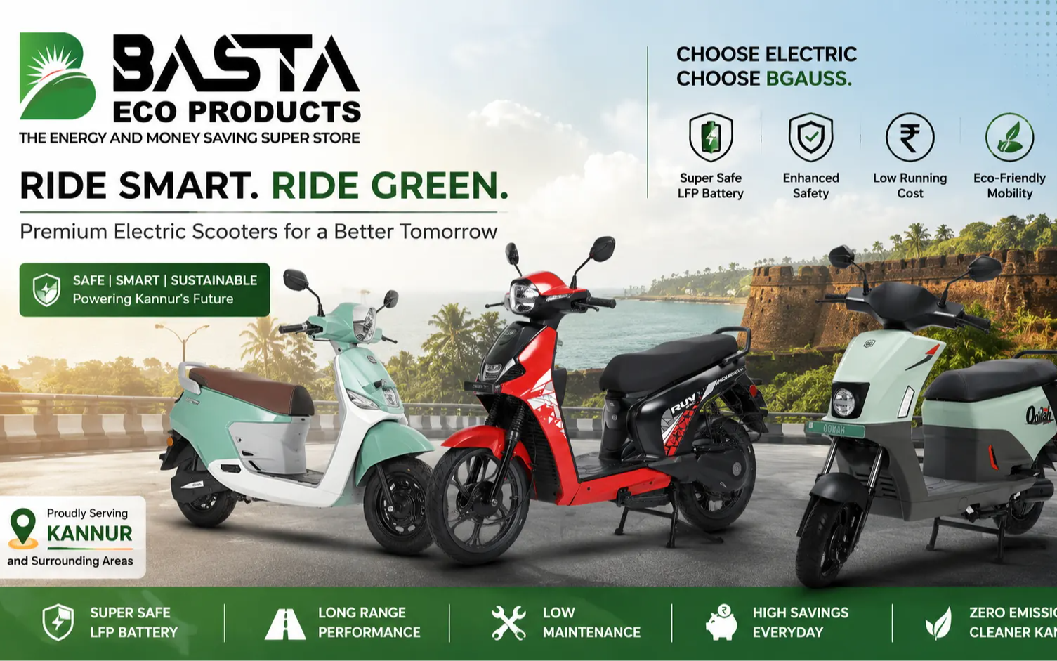 BGauss BG Electric Scooter with Super Safe LFP Battery in Kannur, Kerala