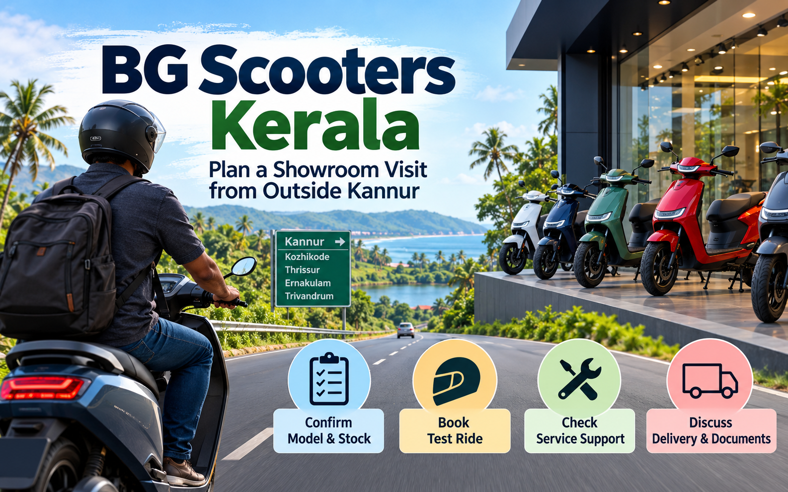 BG Scooters Kerala: Plan a Showroom Visit from Outside Kannur